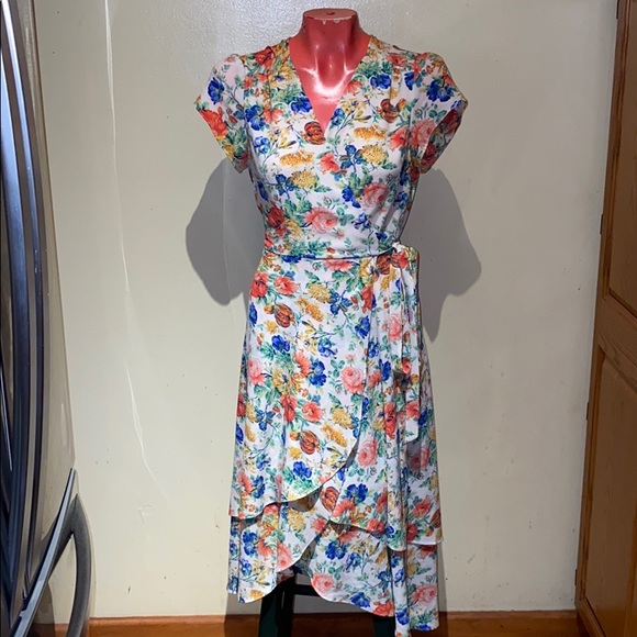 wayf floral wrap dress